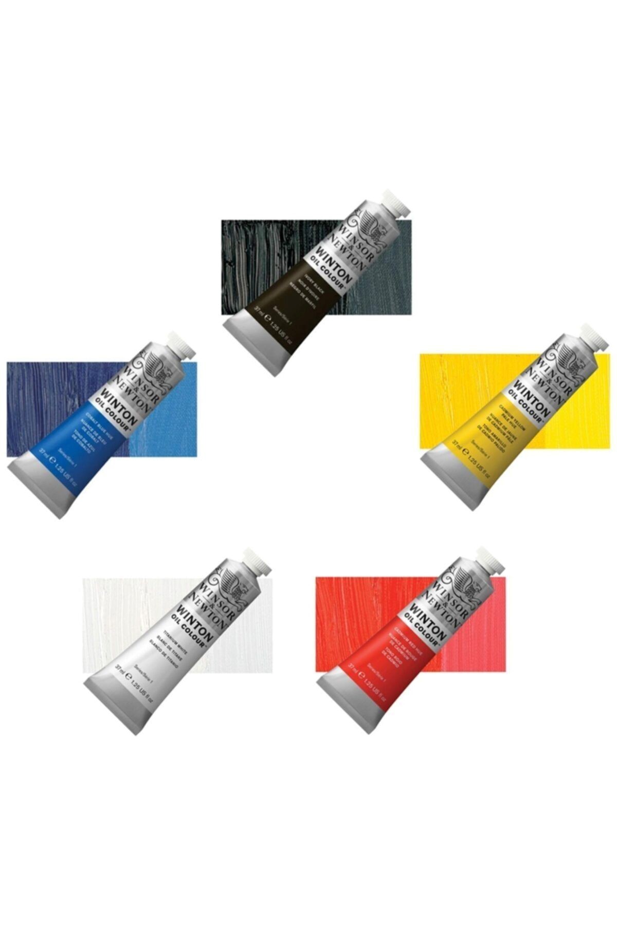 37ml Yağlı Boya 5li Ana Renkler (Titanium White, Ivory Black, Cadmium. RED HUE, Cadmium YELLOW HUE, Cobalt BLUE HUE) 37ml Yağlı Boya 5li Ana Renkler (Titanium White, Ivory Black, Cadmium. RED HUE, Cadmium YELLOW HUE, Cobalt BLUE HUE)