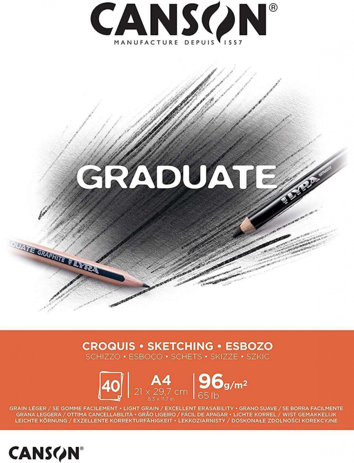Canson Graduate Pad Cangrad Sketch A4 96gr 40yp Blok / 400110362