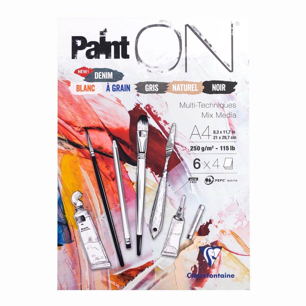 Clairefontaine Paint On Mix Media Dikişli 250gr 24yp A4 Karışık Teknik Çizim Blok - 5 Renk Kağıt