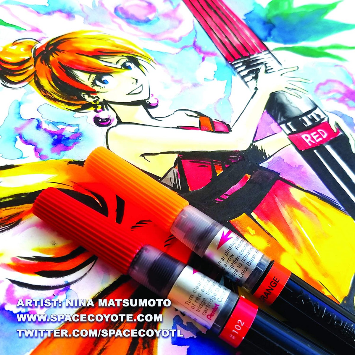 Pentel Arts Colour Brush Fırça Uçlu Boya Kalemi - Siyah XGFL-101X