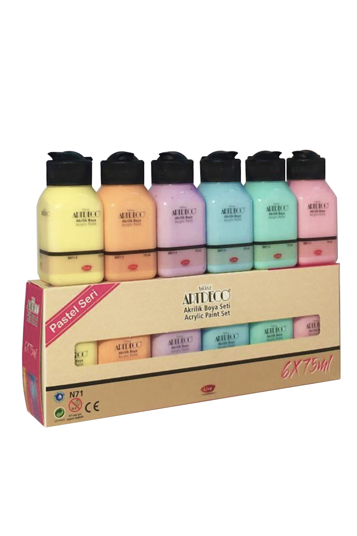Akrilik Boya 6x75ml Pastel Renkler Lv-Y-070i-AS2