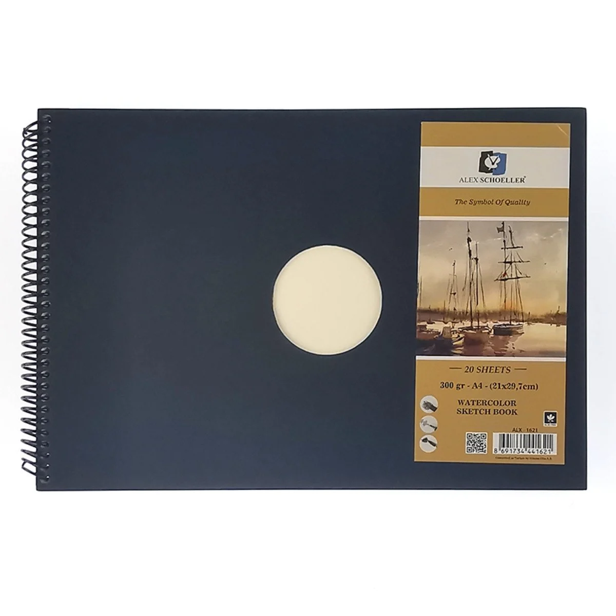 Alex Schoeller A4 20yp 300gr Spiralli Sert Kapak Sulu Boya Defteri / ALX.1621