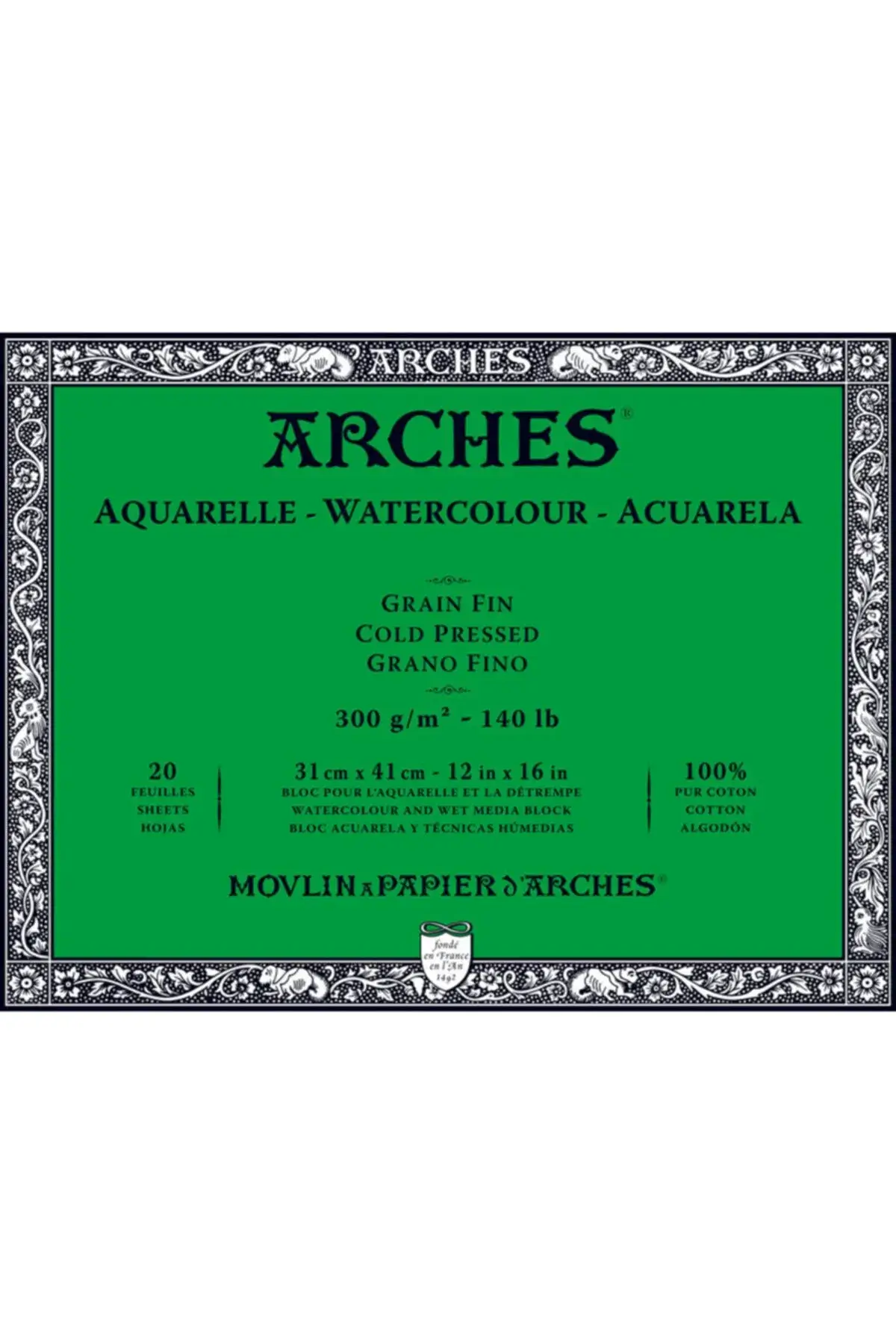 Arches Watercolor 300gr 31x41cm 20yp Cold Pressed Suluboya Blok / A1795062 Arches Watercolor 300gr 31x41cm 20yp Cold Pressed Suluboya Blok / A1795062