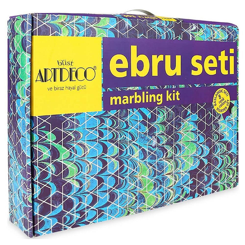Artdeco 8 Renk Ebru Başlangıç Seti Damlalıklı - Orta Boy