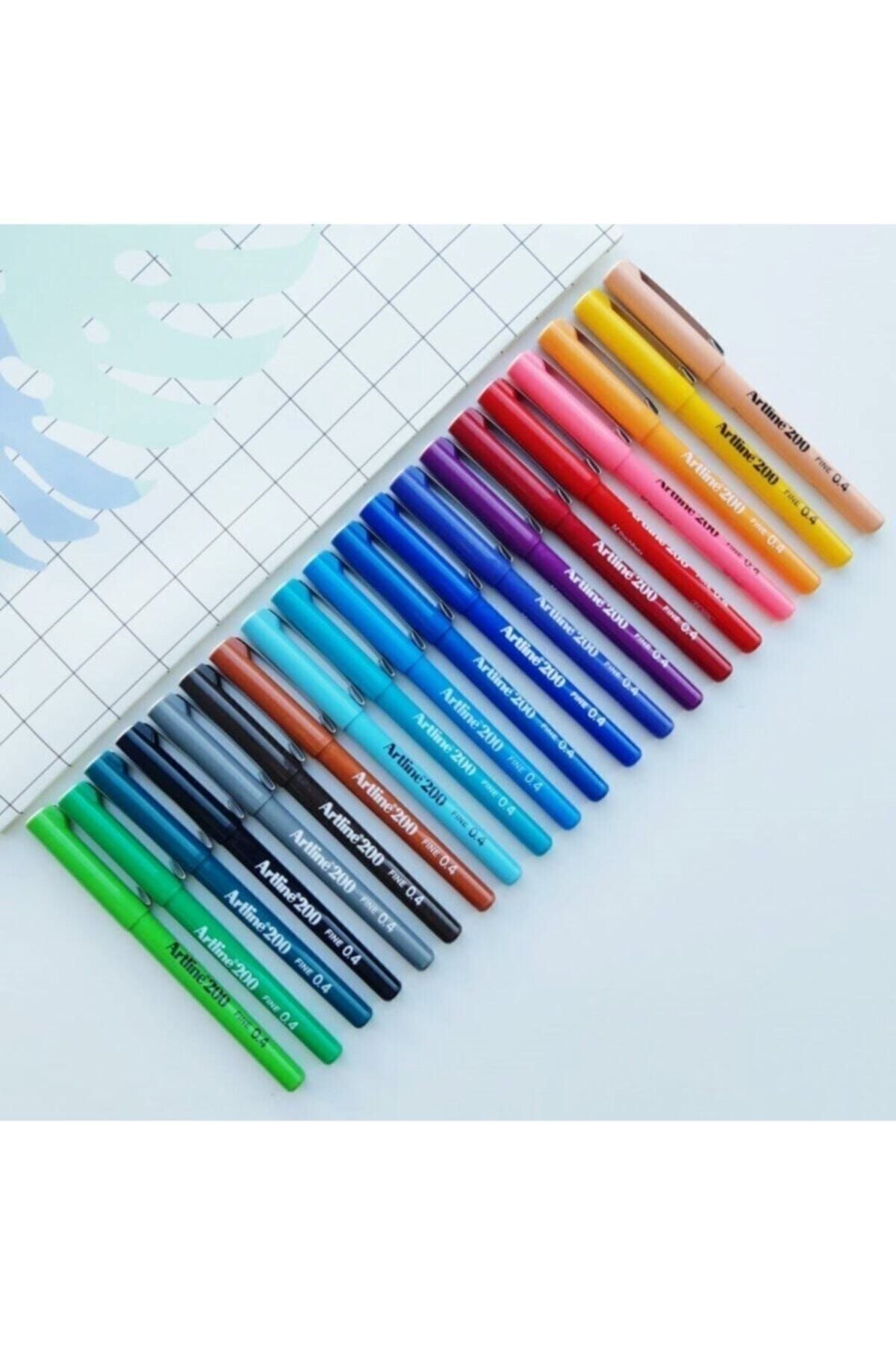 Artline 200 0.4 mm Çizim Kalemi 20 RENK + 1 Adet RULO kalemlik hediye