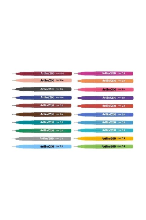 Artline 200 Fineliner 0.4 mm 20'li Teknik Çizim Kalem Seti + Kumaş Rulo Kalemlik
