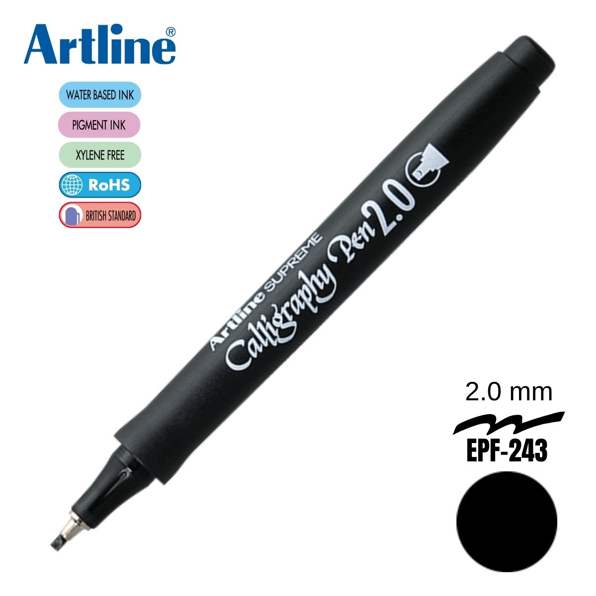 Artline Caligraphy Pen 2.0 Kesik Uçlu Kaligrafi Kalemi Siyah / EPF-242