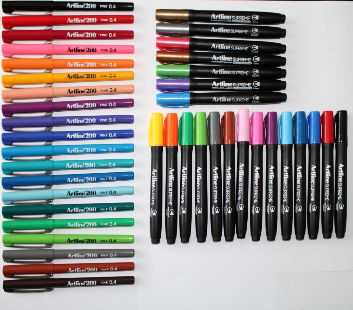 Artline Supreme 14 Renk + 7 Renk Metalik Markör + Artline 200 20 Renk Fineliner  Kalem Seti (41 Adet Kalem)