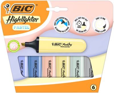 Bic Marking Highlighter 6'lı Pastel Fosforlu Kalem Set / 303098
