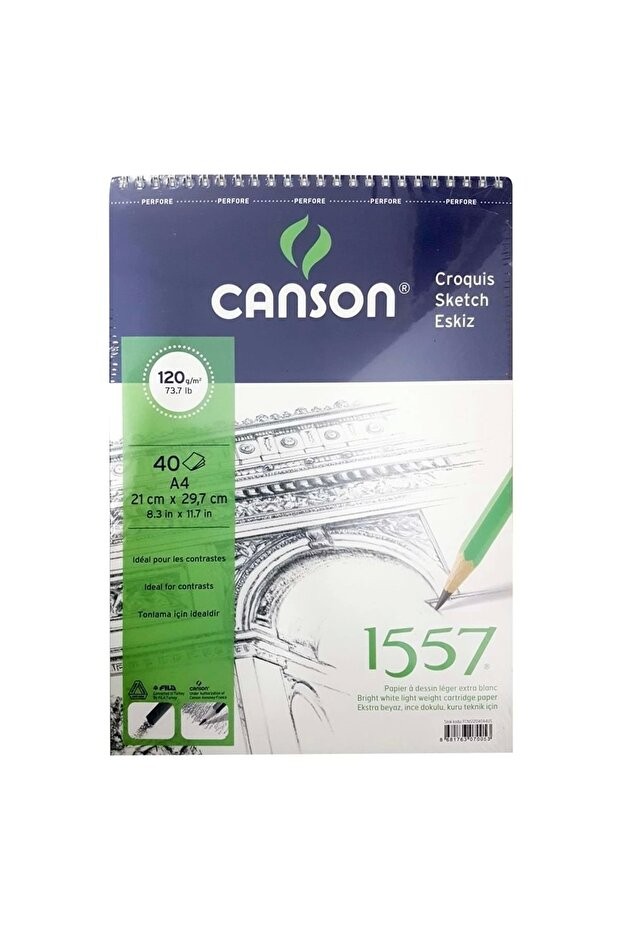 Canson 1557 A4 40yp 120gr Spiralli Eskiz Çizim Resim Defteri / FCNS12040A4US Canson 1557 A4 40yp 120gr Spiralli Eskiz Çizim Resim Defteri / FCNS12040A4US