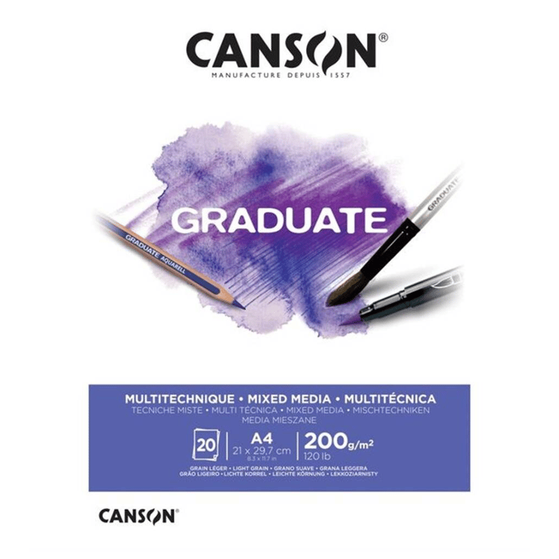 Canson Graduate Mix Media A4 200gr 20yp Multiteknik Çizim Defteri / Canson Graduate Mix Media A4 200gr 20yp Multiteknik Çizim Defteri /