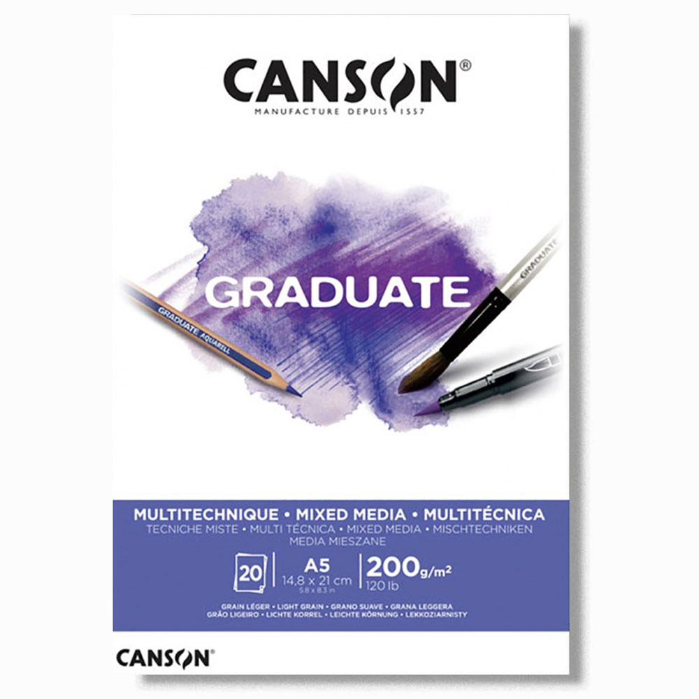 Canson Graduate Mix Media A5 200gr 20yp Multiteknik Çizim Defteri / Canson Graduate Mix Media A5 200gr 20yp Multiteknik Çizim Defteri /