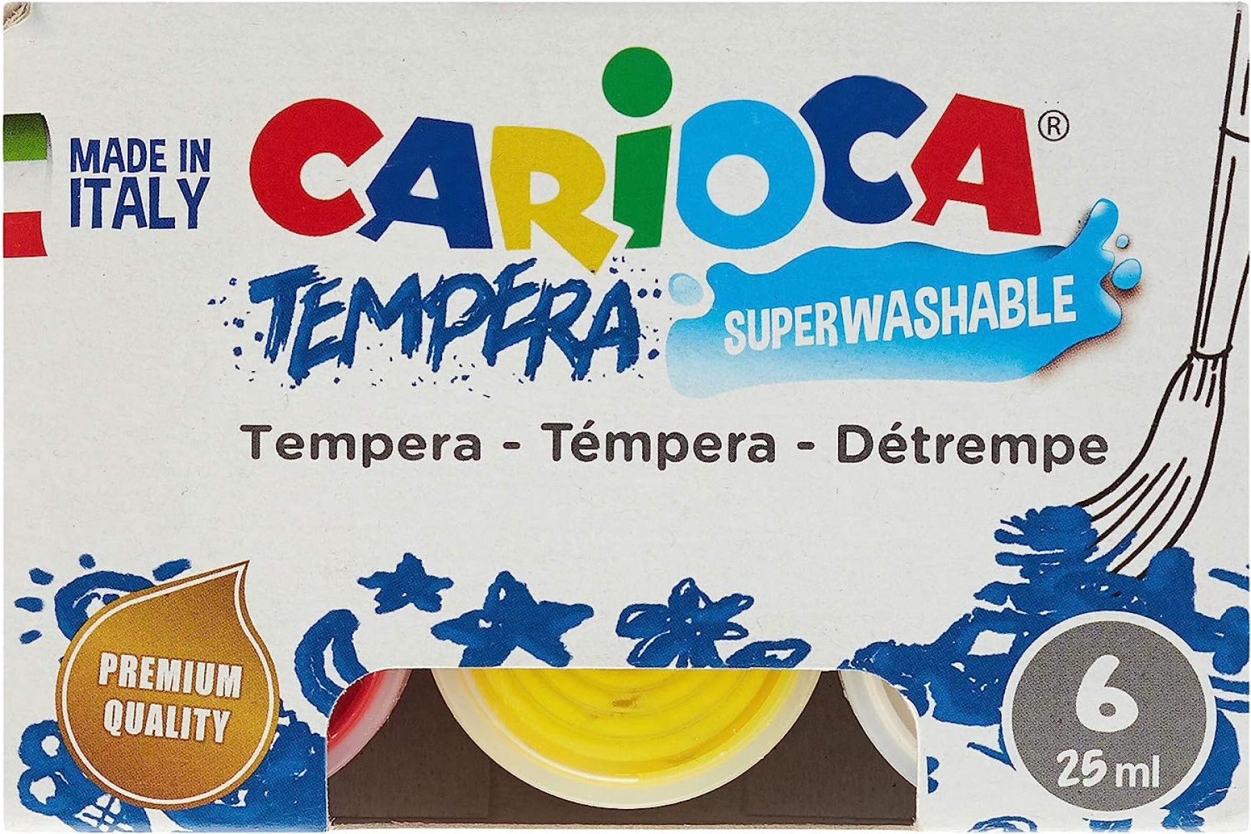 Carioca Tempera 6x25ml Süper Yıkanabilir Sulu Boya Set / KO022 Carioca Tempera 6x25ml Süper Yıkanabilir Sulu Boya Set / KO022