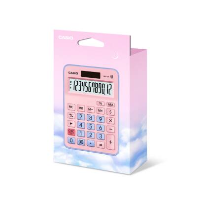 Casio 12 Haneli Mini Masaüstü Hesap Makinesi Pembe - Mavi / MX‑12B‑PKLB