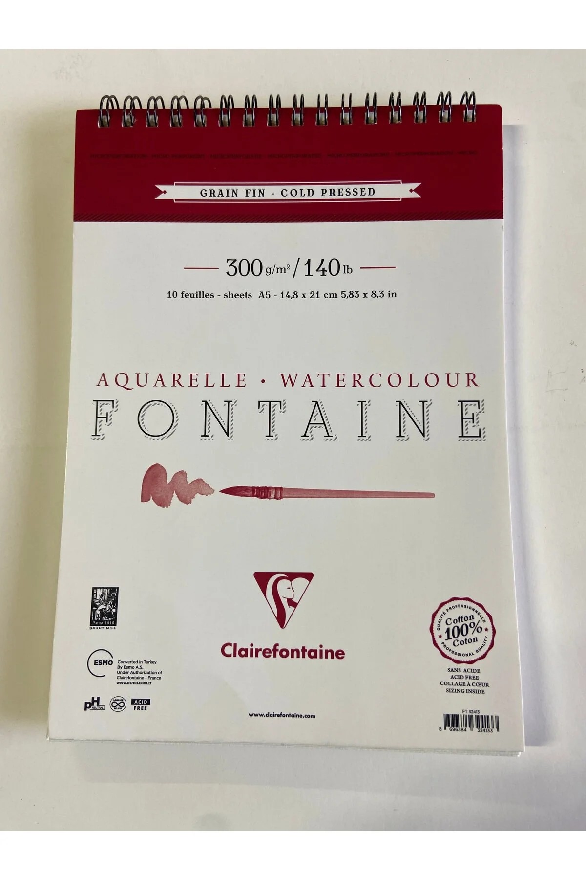 Clairefonraine Fontaine A5 300gr 10yp Üstten Spiralli %100 Pamuk Sulu Boya Defteri / 32413