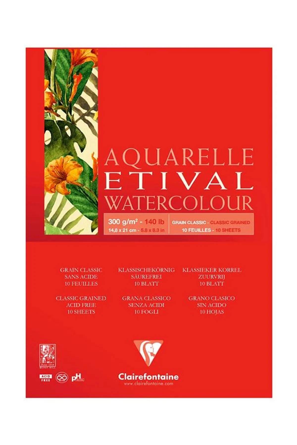 Clairefontaine Etival A5 Classic Grained Sulu Boya Defteri 300gr/m2 15 yaprak