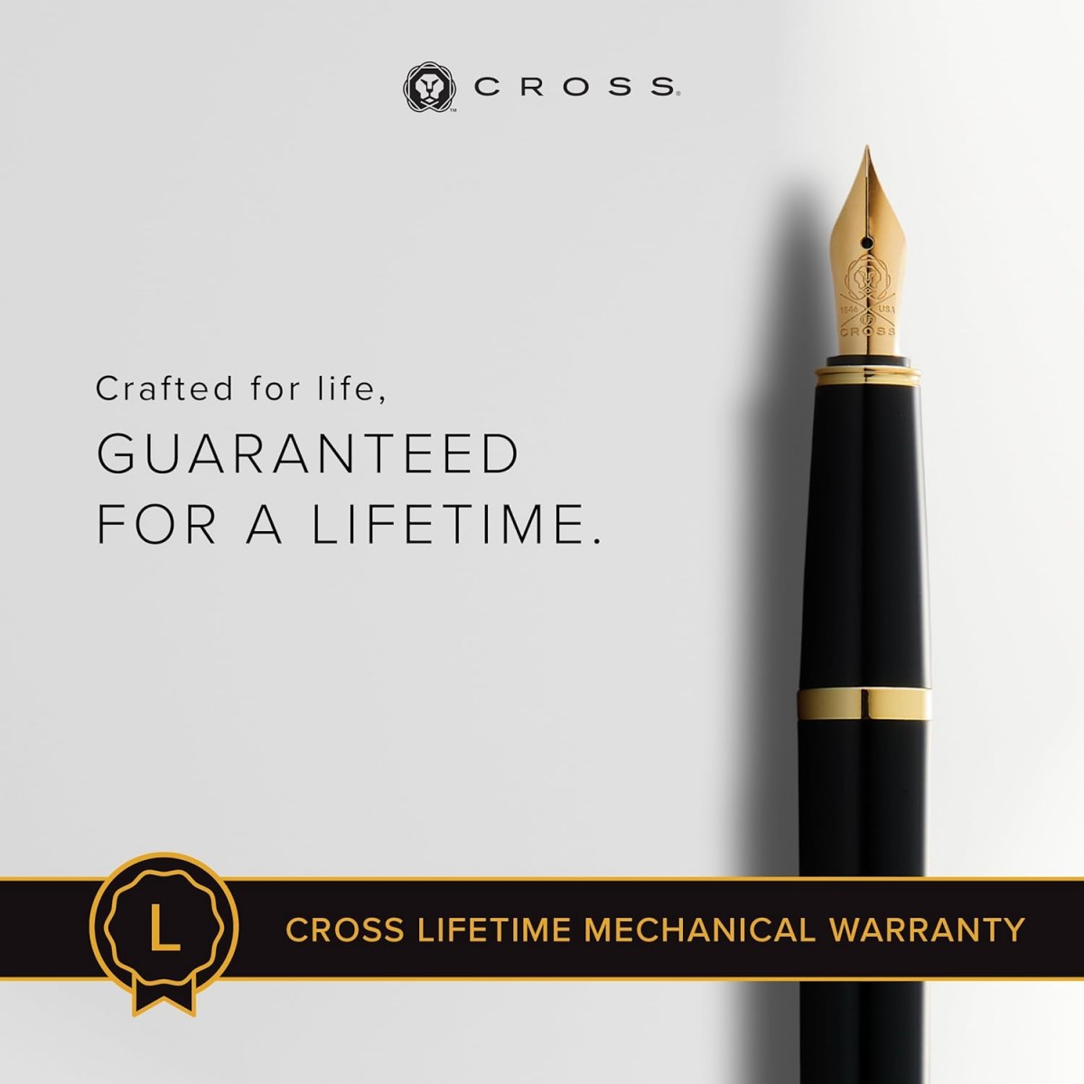 Cross Bailey Light Dolma Kalem Siyah Altın, M Uç / AT0746-9MF