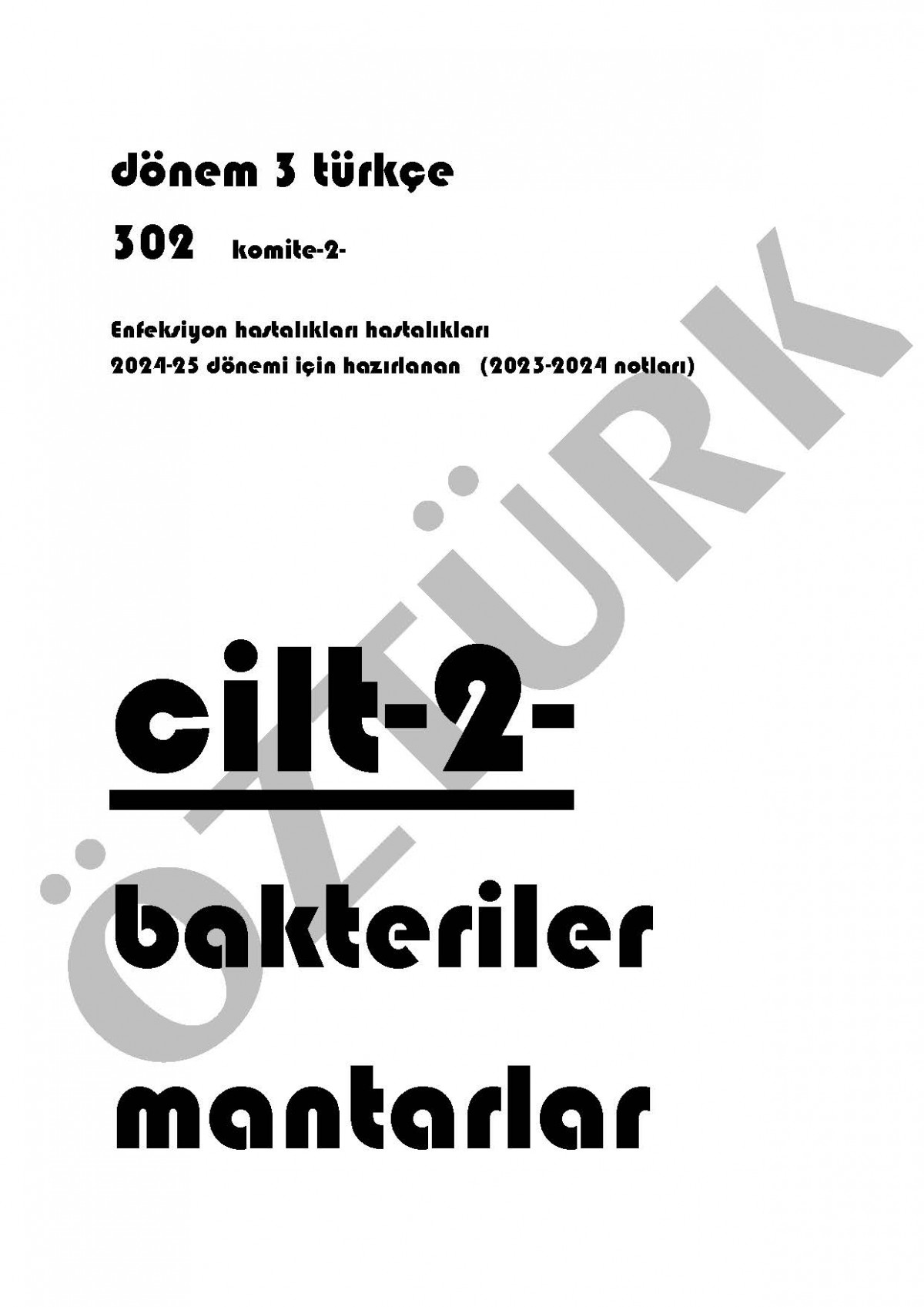 Dönem 3 Türkçe Komite 2 Spiralli Ders Notu Siyah Beyaz/ 3202