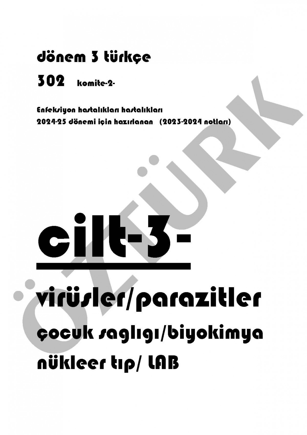 Dönem 3 Türkçe Komite 2 Spiralli Ders Notu Siyah Beyaz/ 3202