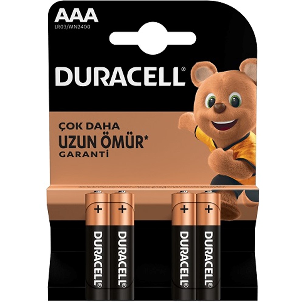 Duracel AAA Alkalin Pil 4'lü Kartela / LR03 Duracel AAA Alkalin Pil 4'lü Kartela / LR03