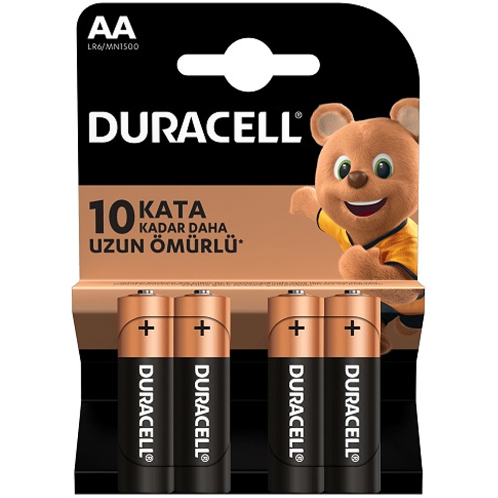 Duracell AA  Alkaline Kalem Pil / LR6 MN 1500 4lü Blister Duracell AA  Alkaline Kalem Pil / LR6 MN 1500 4lü Blister