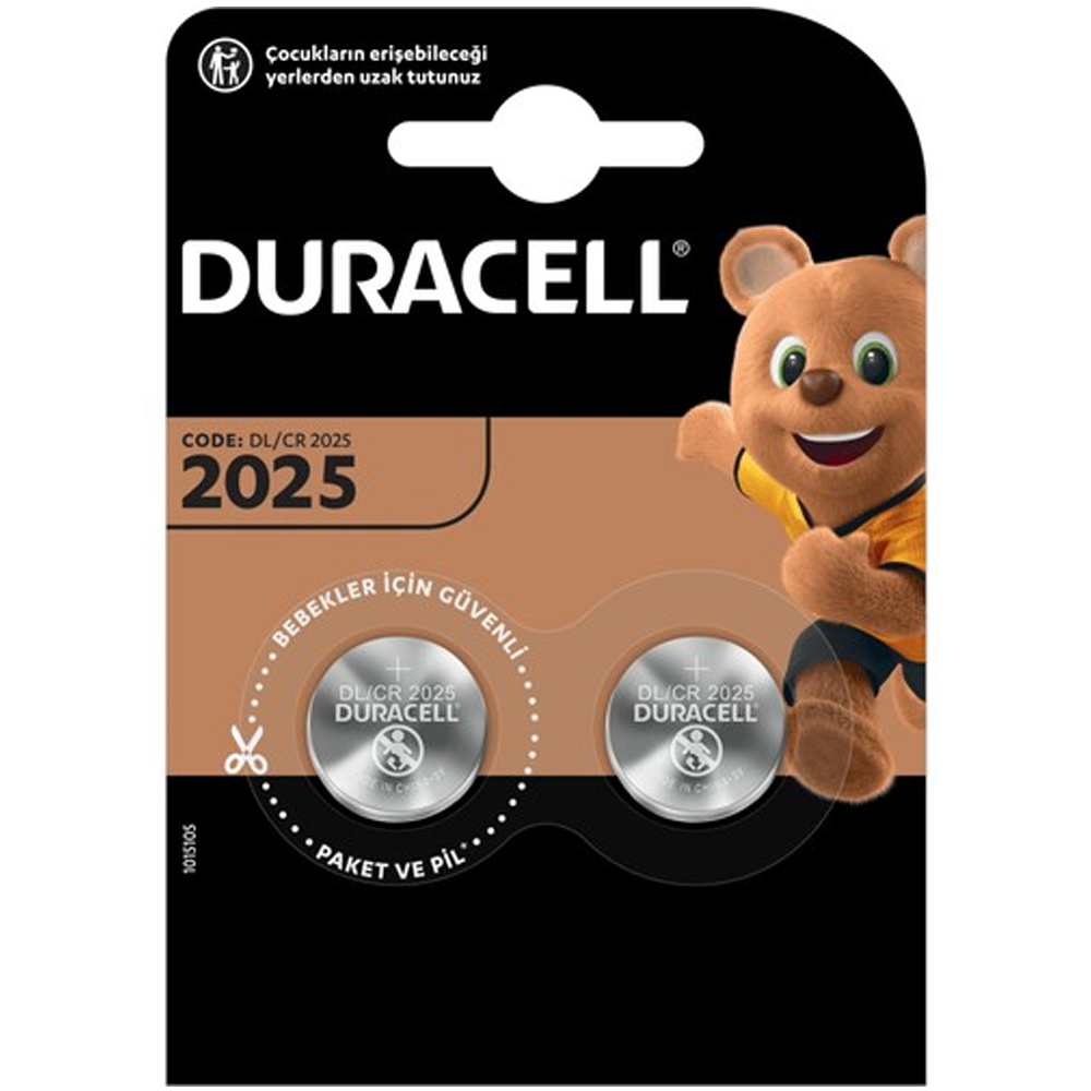 Duracell CR 2025 Lityum 3V Düğme Pil 2'li Kartela / 1030407 Duracell CR 2025 Lityum 3V Düğme Pil 2'li Kartela / 1030407