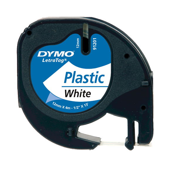 Dymo Letratag Şerit Plastik 12mmx4mt Beyaz Üzerine Siyah / S0721650 Dymo Letratag Şerit Plastik 12mmx4mt Beyaz Üzerine Siyah / S0721650