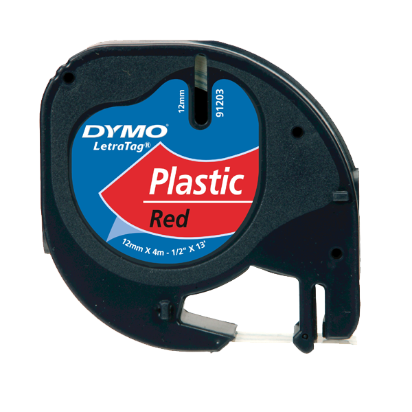 Dymo Letratag Şerit Plastik 12mmx4mt Kırmızı Üzerine Siyah / S0721630 Dymo Letratag Şerit Plastik 12mmx4mt Kırmızı Üzerine Siyah / S0721630