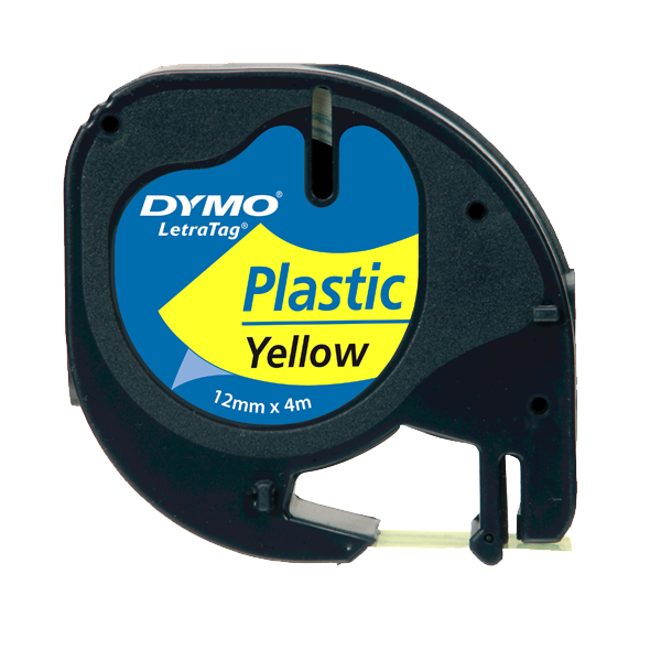Dymo Letratag Şerit Plastik 12mmx4mt Sarı Üzerine Siyah / S0721620