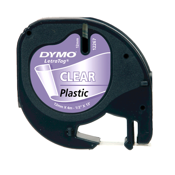 Dymo Letratag Şerit Plastik 12mmx4mt Şeffaf Üzerine Siyah / S0721530 Dymo Letratag Şerit Plastik 12mmx4mt Şeffaf Üzerine Siyah / S0721530