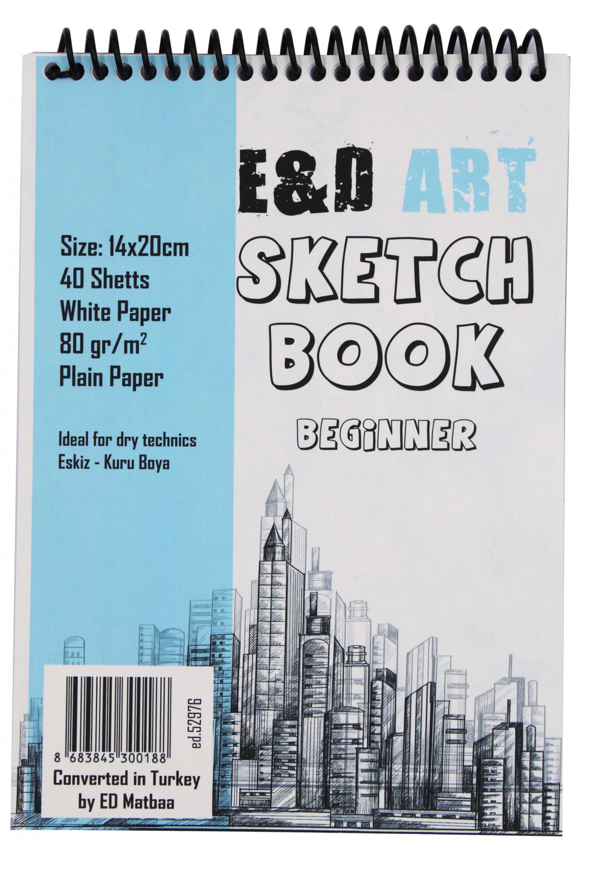 E&D Art Sketch Book Beginner 14x20cm 40yp 80gr Eskiz Çizim Defteri Üstten Spiralli / ed.52976 E&D Art Sketch Book Beginner 14x20cm 40yp 80gr Eskiz Çizim Defteri Üstten Spiralli / ed.52976