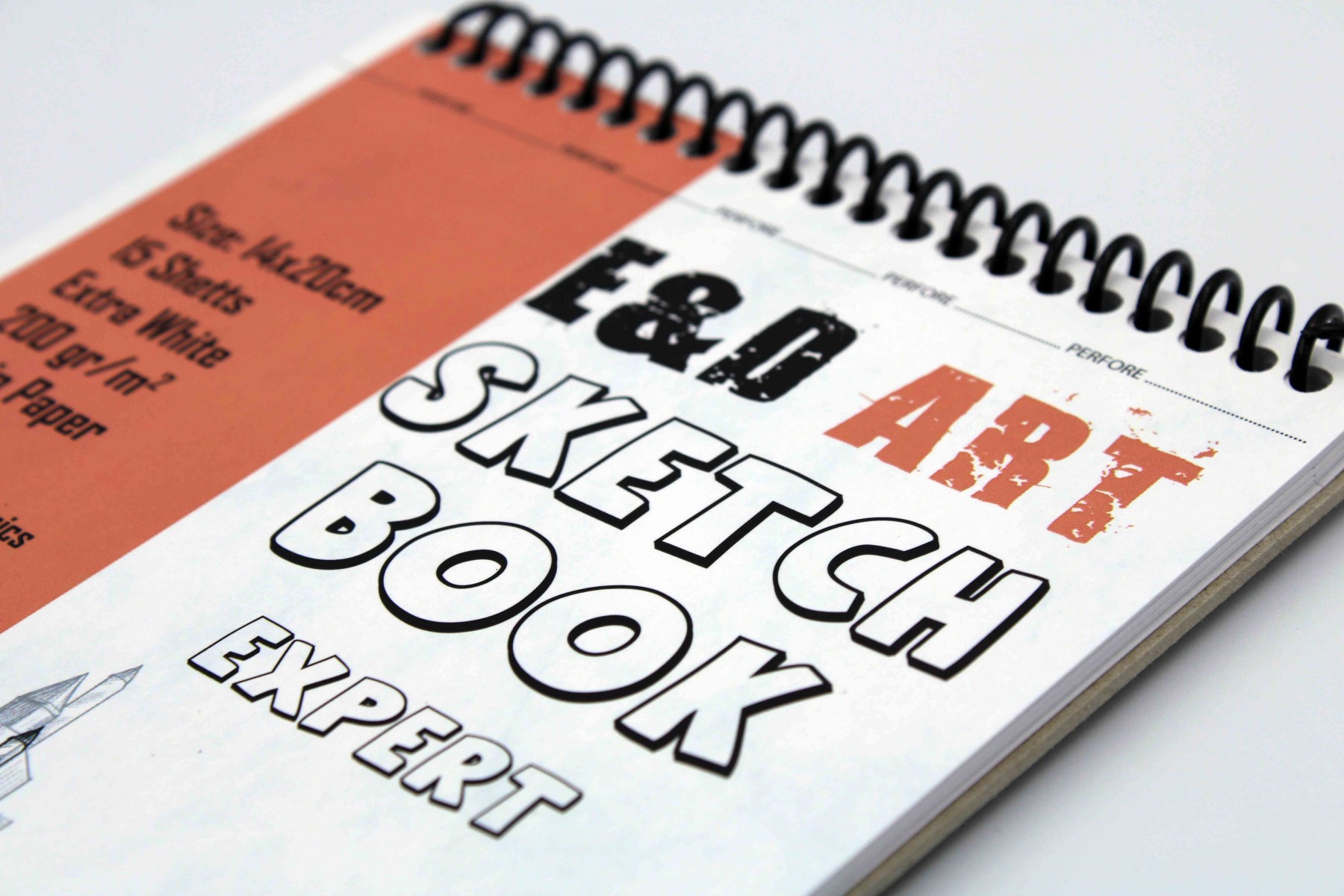 E&D Art Sketch Book Expert 14x20cm 15yp 200gr Eskiz Çizim Defteri Üstten Spiralli / ed.53330