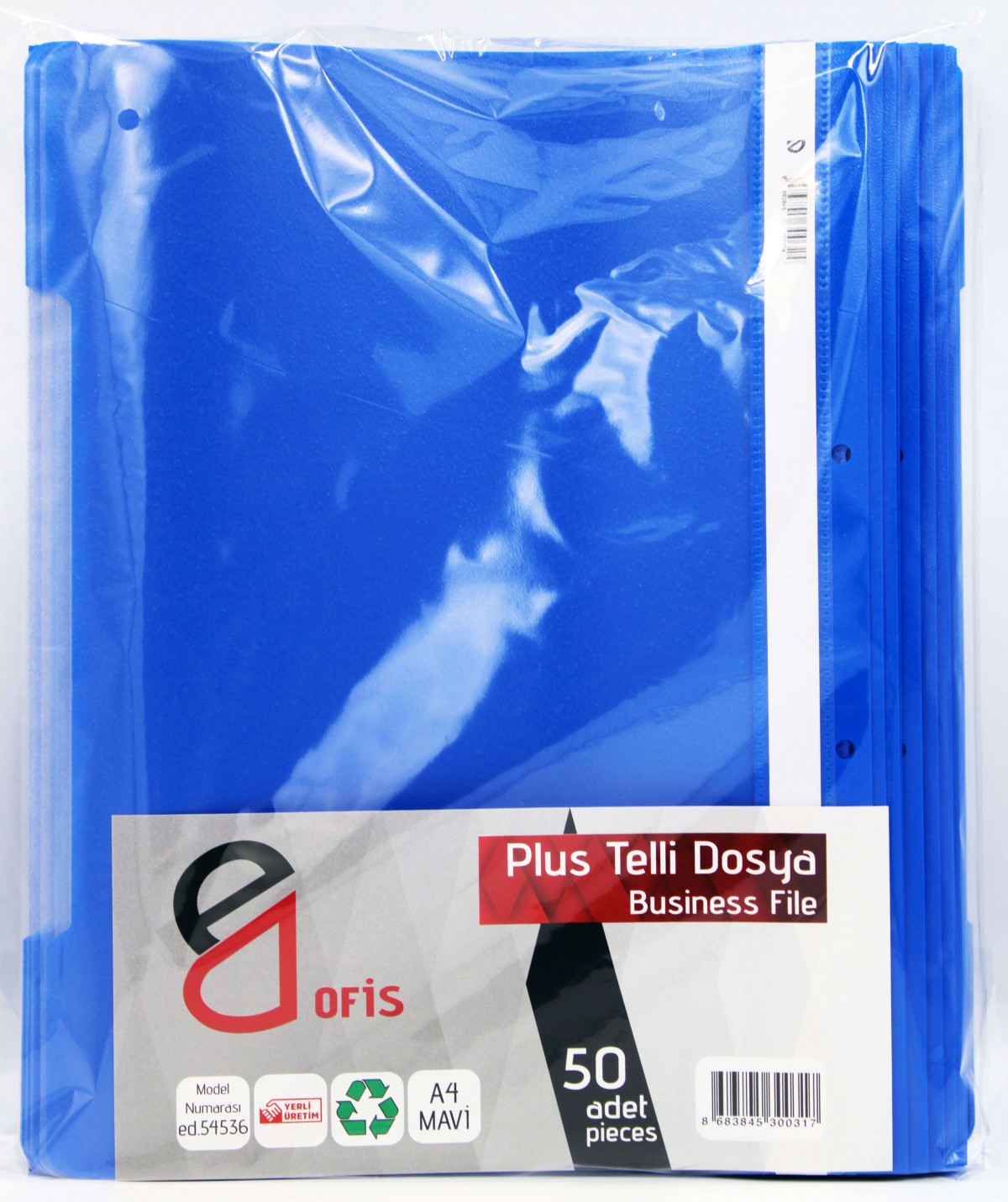 E&D Ofis Plus Mavi Telli Dosya 50'li Paket