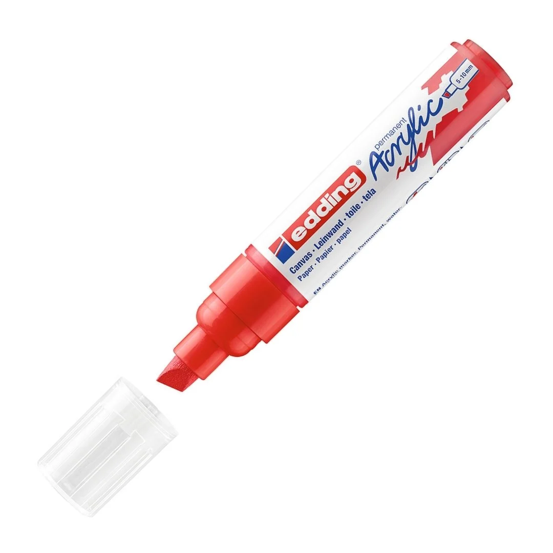 Edding 5000 Akrilik Markör 5-10mm Kesik Uç Trafik Kırmızı