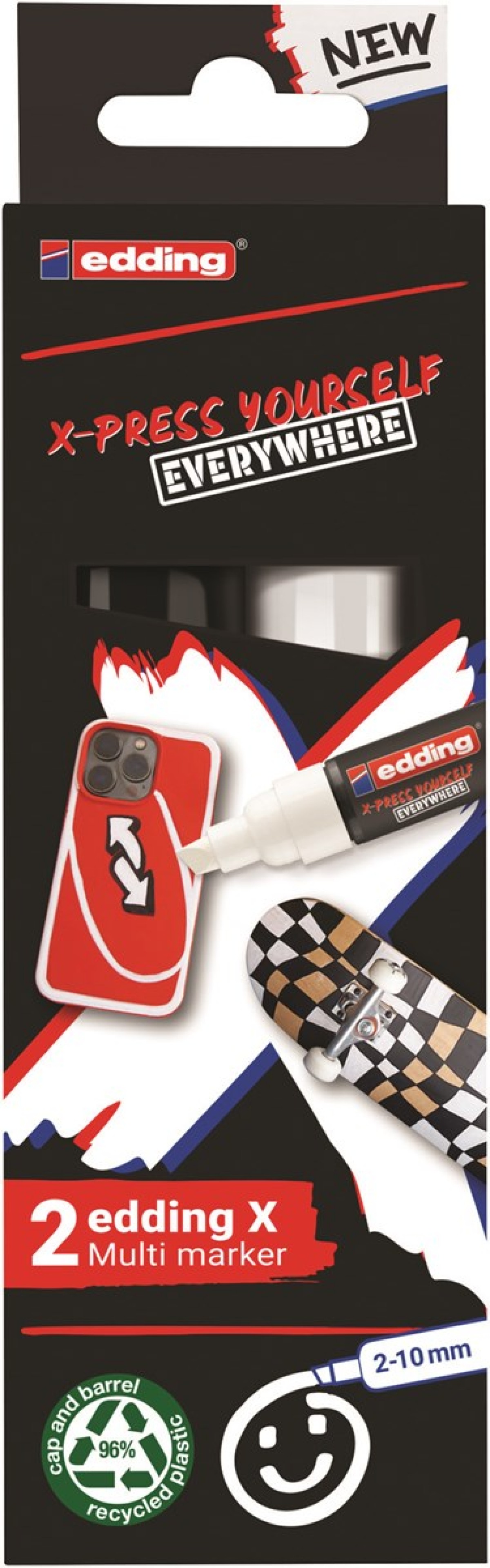 Edding 6900 X Multi Marker 2-10mm Kesik Uç 2'li Set - Siyah & Beyaz / 4-6900-2-1