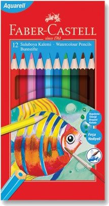 Faber Castell 12 Renk Aquarel Karton Kutu Kuru Boya Kalemi
