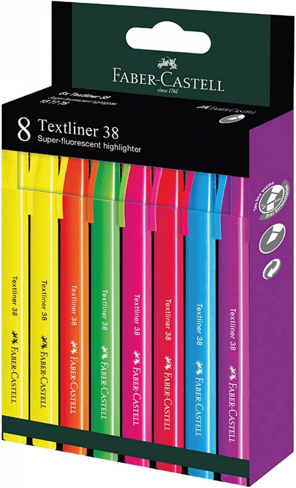 Faber Castell 38 Textliner 8'li Neon Fosforlu Kalem Seti / 157778 Faber Castell 38 Textliner 8'li Neon Fosforlu Kalem Seti / 157778