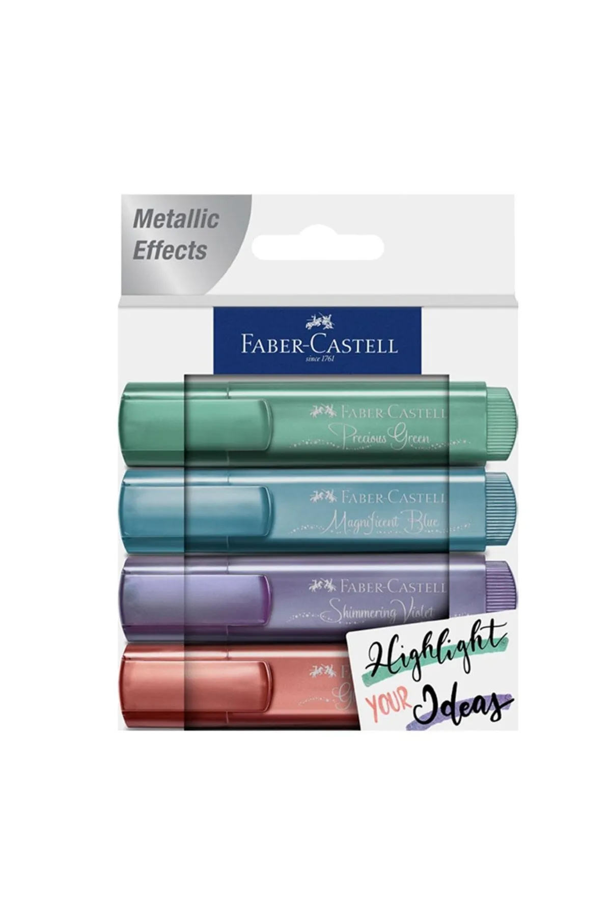 Faber Castell 46 Fosforlu Kalem Metalik 2021 Yeni Renkler 4'lü Set - Beyaz Kutu Faber Castell 46 Fosforlu Kalem Metalik 2021 Yeni Renkler 4'lü Set - Beyaz Kutu