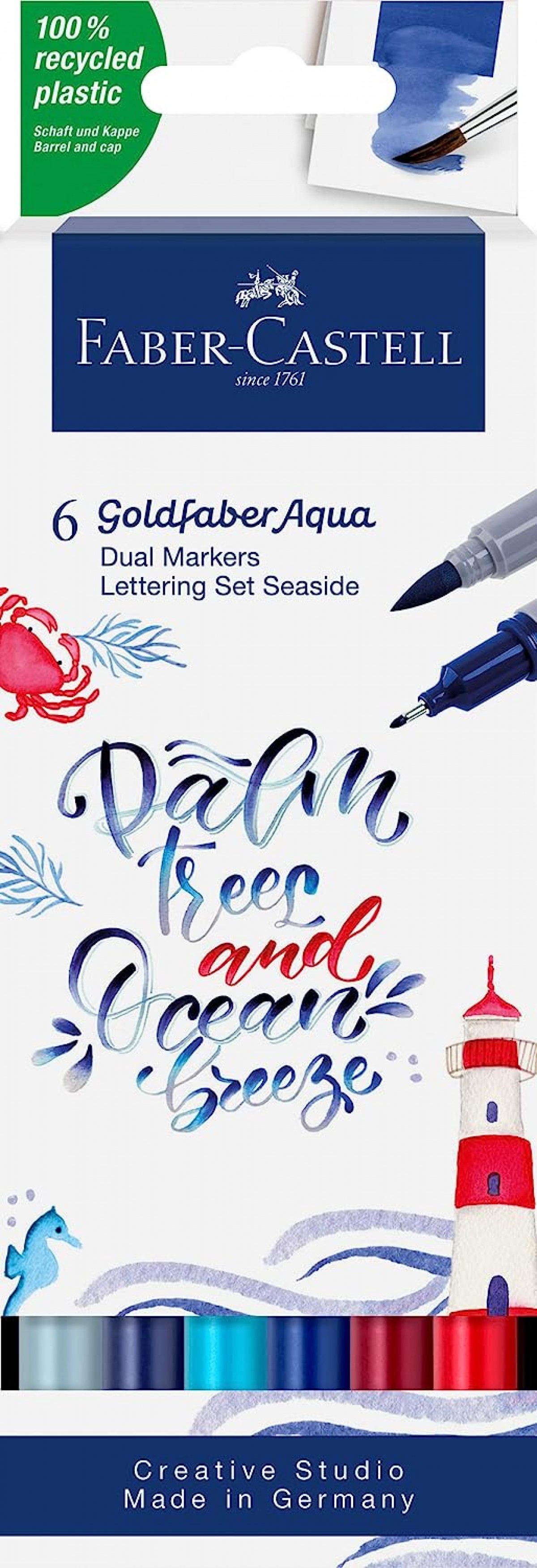 Faber-Castell Goldfaber Aqua Çift Uçlu Markör, Kaligrafi, 6‘lı Seaside / 164519