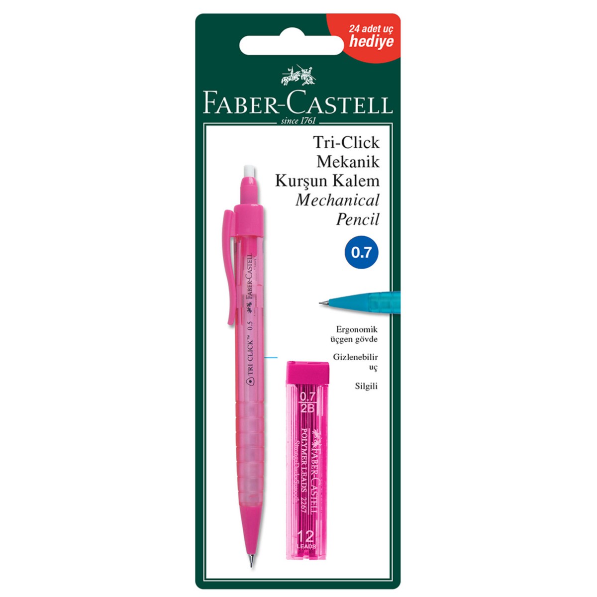Faber Castell Triclick 0.7mm Versatil Kalem + Uç - Pembe