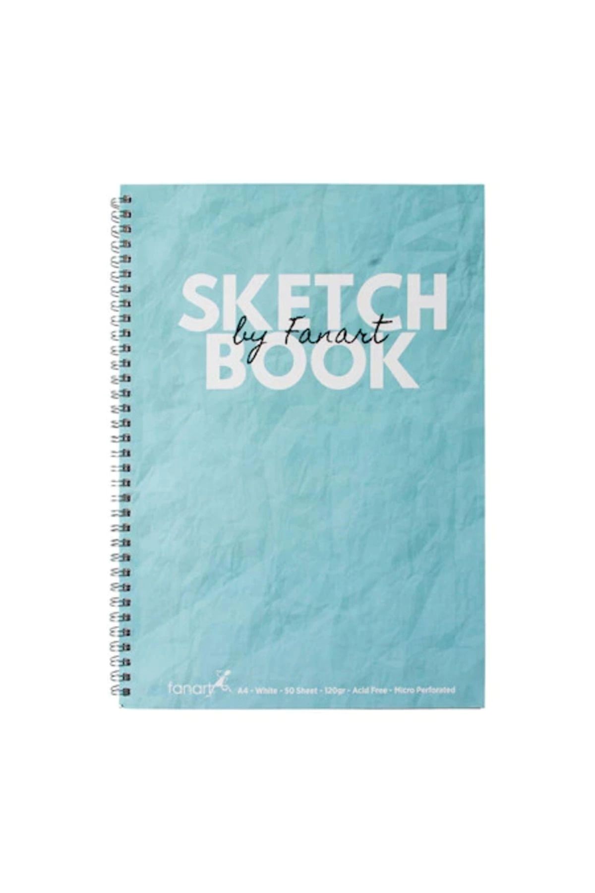 Fanart Sketchbook Spiralli Eskiz Çizim Defteri Turkuaz Kapak A4 120 Gr 50 Yp (B19)