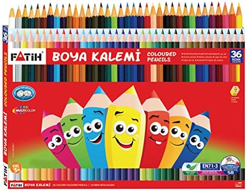 Fatih 36'lı Tam Boy Okul Kuru Boya Kalemi Karton Kutu / 33245 Fatih 36'lı Tam Boy Okul Kuru Boya Kalemi Karton Kutu / 33245