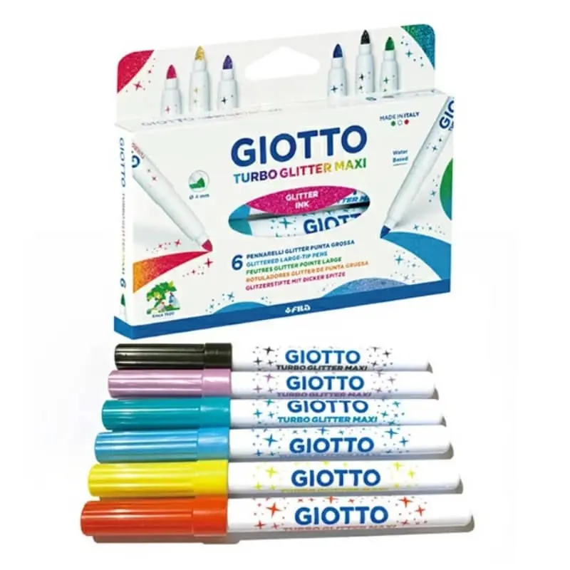 Giotto Maxi Glitter 6'lı Kalın Uçlu Simli Keçeli Kalem / 426600