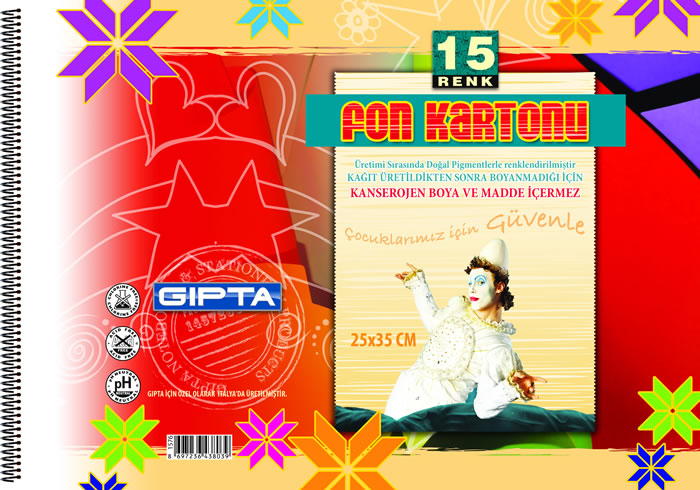 Gıpta 35x50cm Spiralli Fon Kartonu Defteri 15 Renk Gıpta 35x50cm Spiralli Fon Kartonu Defteri 15 Renk