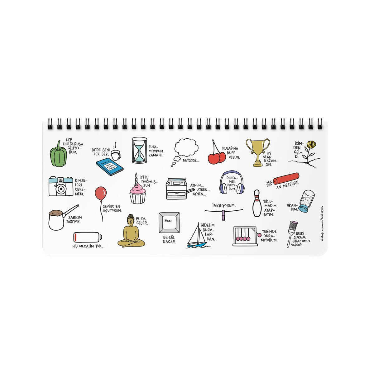 Hisli Şeyler 13x27cm Spiralli Planner Stickerli Planner - Zirvedeyim Canım Duymuyorum (Yeşil) Hisli Şeyler 13x27cm Spiralli Planner Stickerli Planner - Zirvedeyim Canım Duymuyorum (Yeşil)
