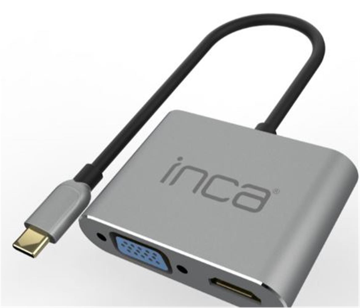 Inca ITPC-06TX USB C 4in1 – HDMI+VGA+USB+Güç Dağıtım Adap 4K@30Hz HDMI Çoklayıcı 100W PD Güçı