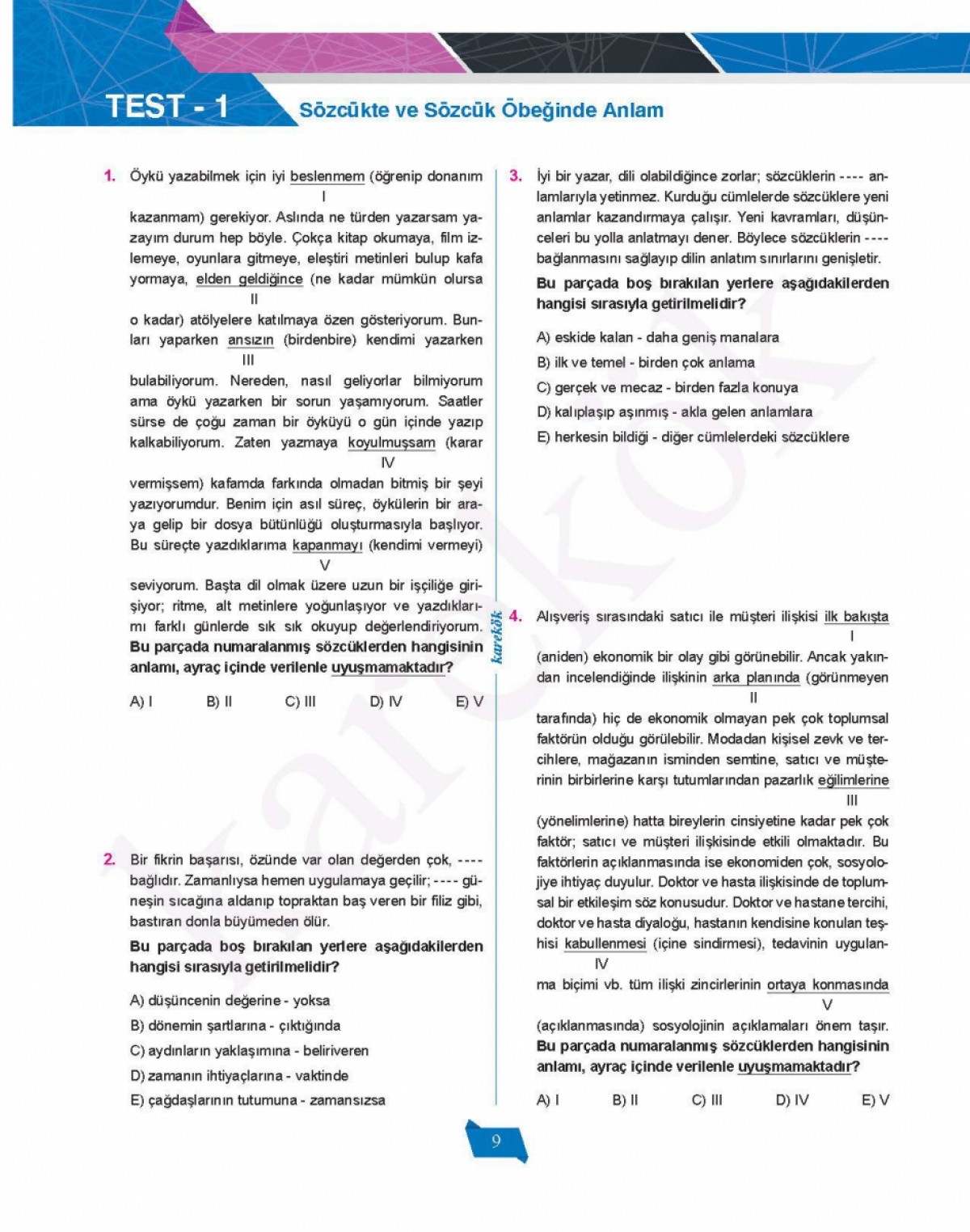 Karekök Yayınları TYT Paragraf Soru Bankası Karekök Yayınları TYT Paragraf Soru Bankası