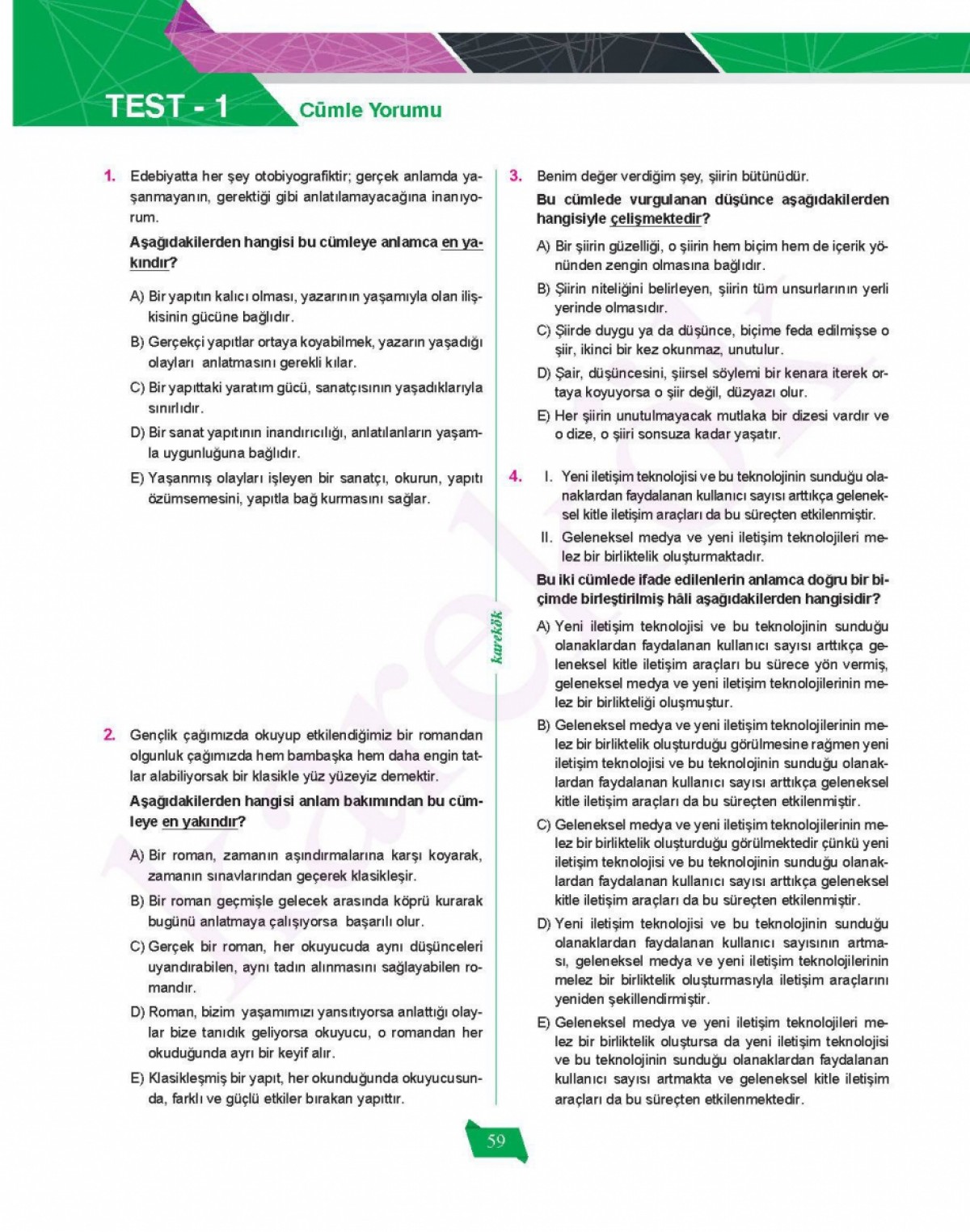 Karekök Yayınları TYT Paragraf Soru Bankası Karekök Yayınları TYT Paragraf Soru Bankası
