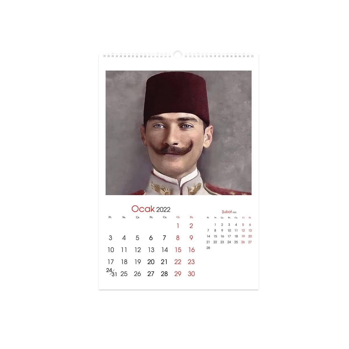 Keskin Color 2022 31x43cm Spiralli Duvar Takvimi - Atatürk