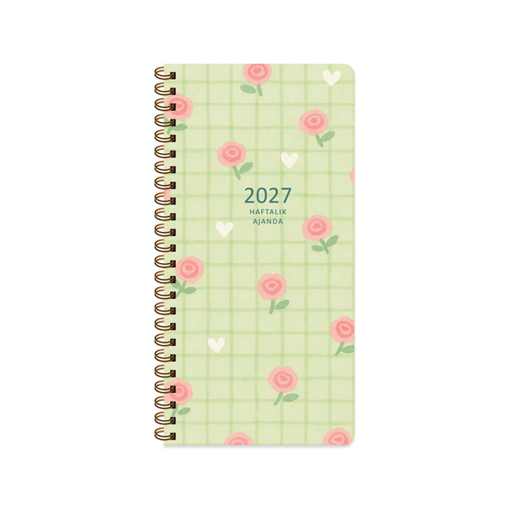 Keskin Color 2027 Haftalık Cep Ajanda 8x16cm - Yeşil
